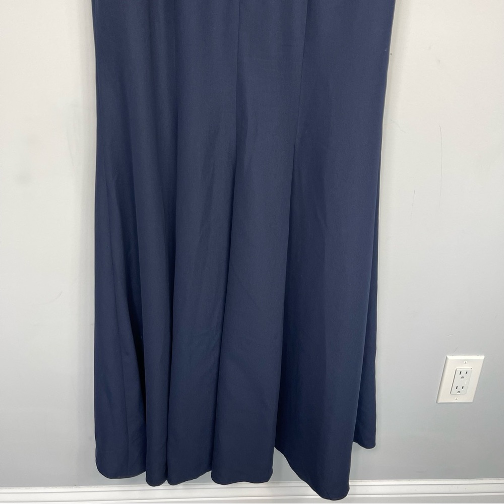 AFTER SIX STRAPLESS CREPE TRUMPET GOWN WITH FRONT SLIT IN MIDNIGHT NAVY 6775 10 - Picture 9 of 16